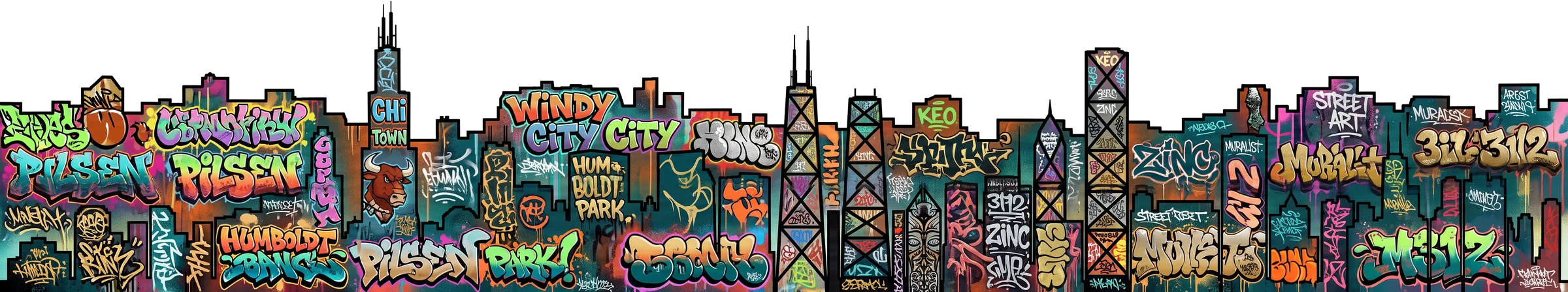 Graffiti Chicago skyline